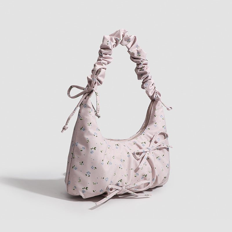 Womens Floral Crossbody Bag With Bow Accent