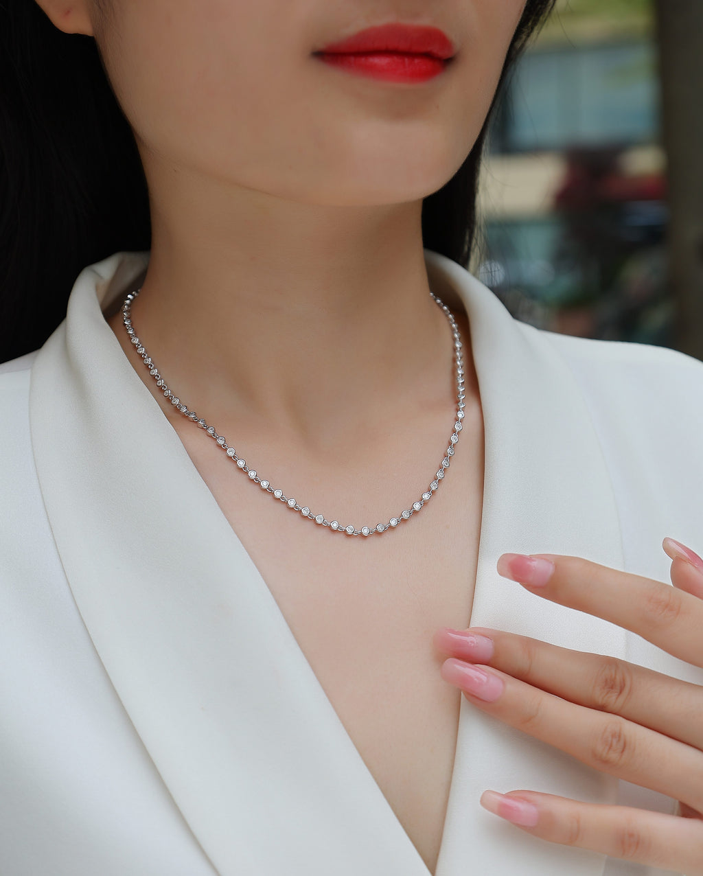 Ring Heart Whisper - A Fashionable And Light Luxury Jewelry Pendant Necklace Set With Top-quality Moissanite, S925 Silver Plated Platinum