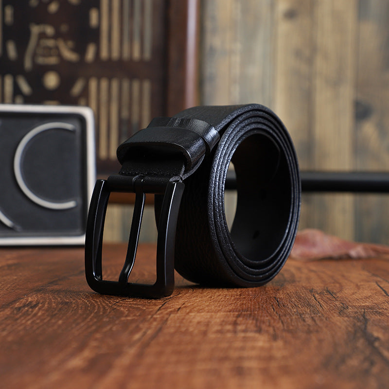 Men's Alloy Pin-buckle Belt With Top-layer Cowhidenew Casual Style