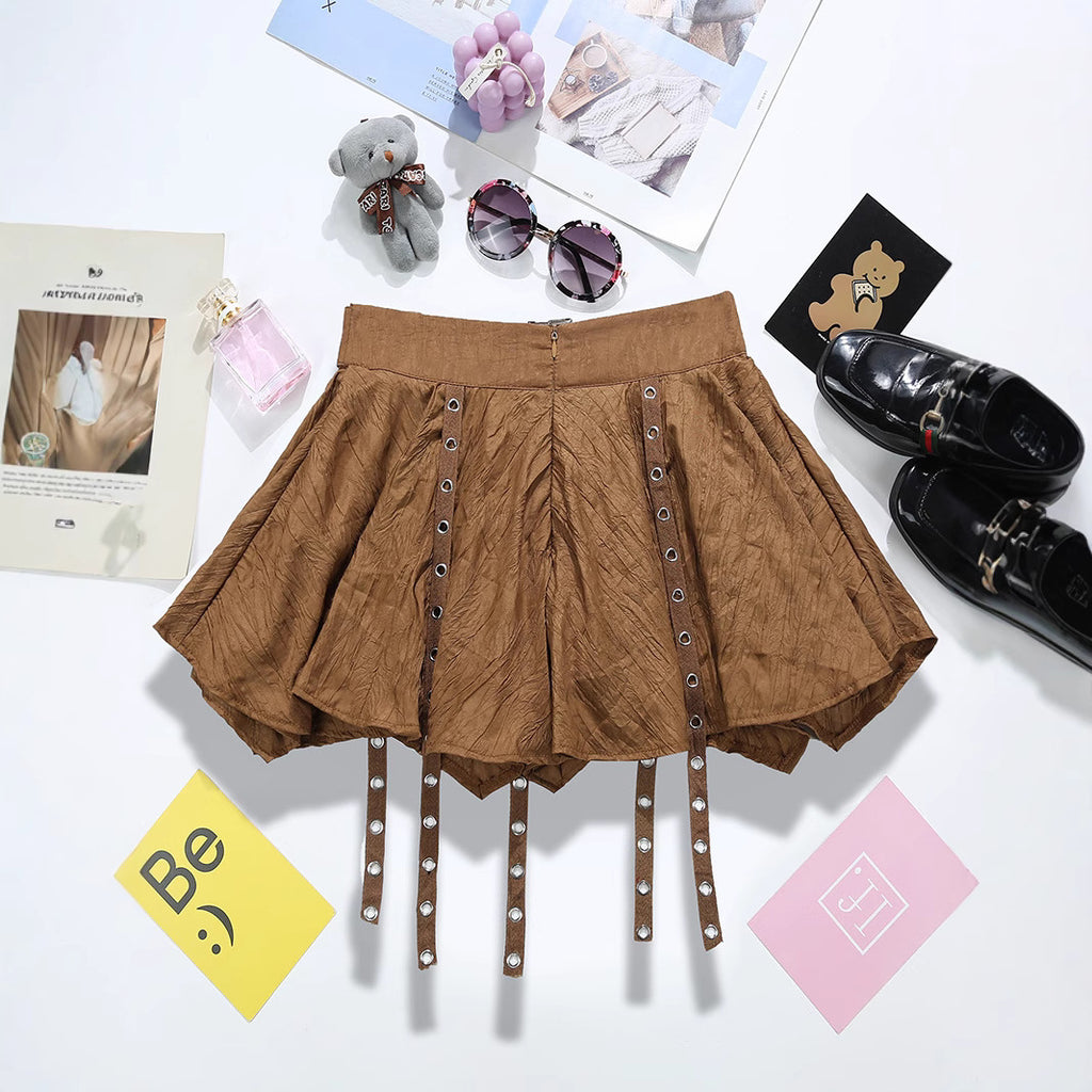 Irregular Ribbon South Korean Dongdaemun Women's Wear Ruffled Pleated Tutu Skirt