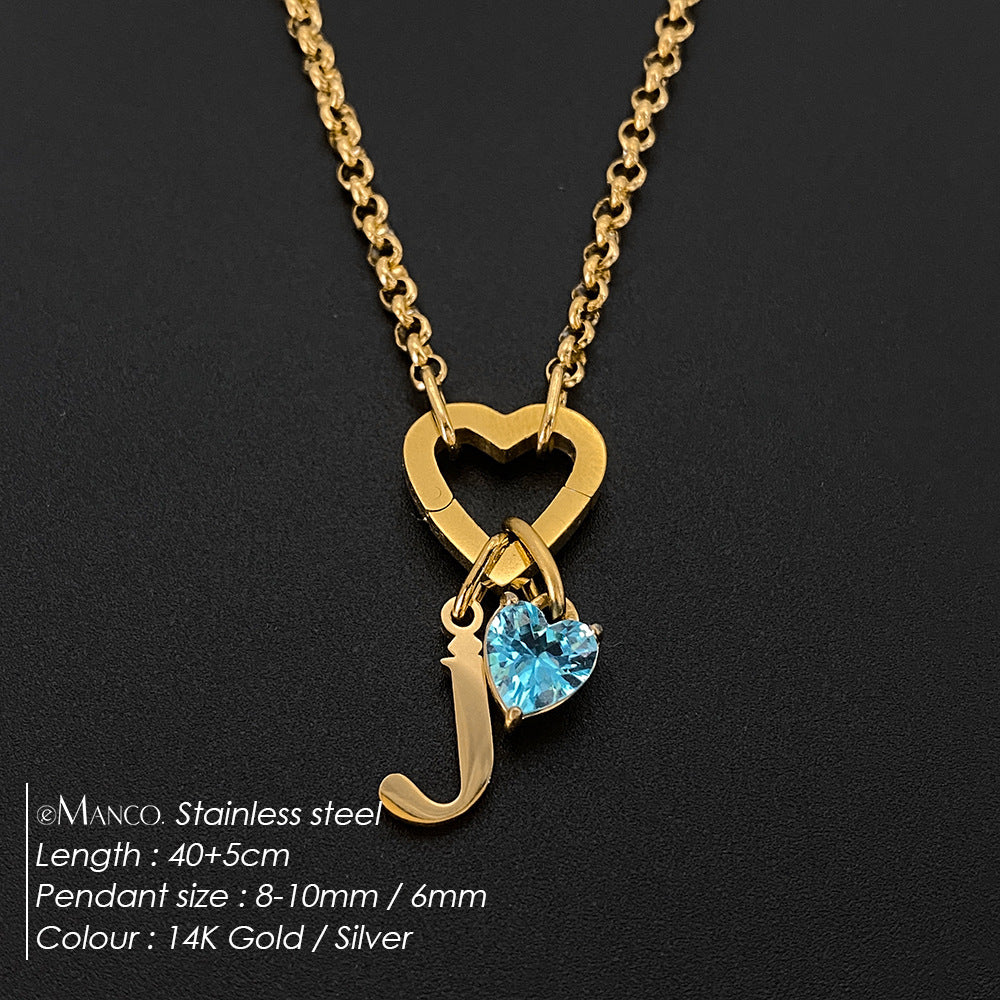 Titanium Steel Necklace With 26 English Letters That Does Not Fade And Is Washable