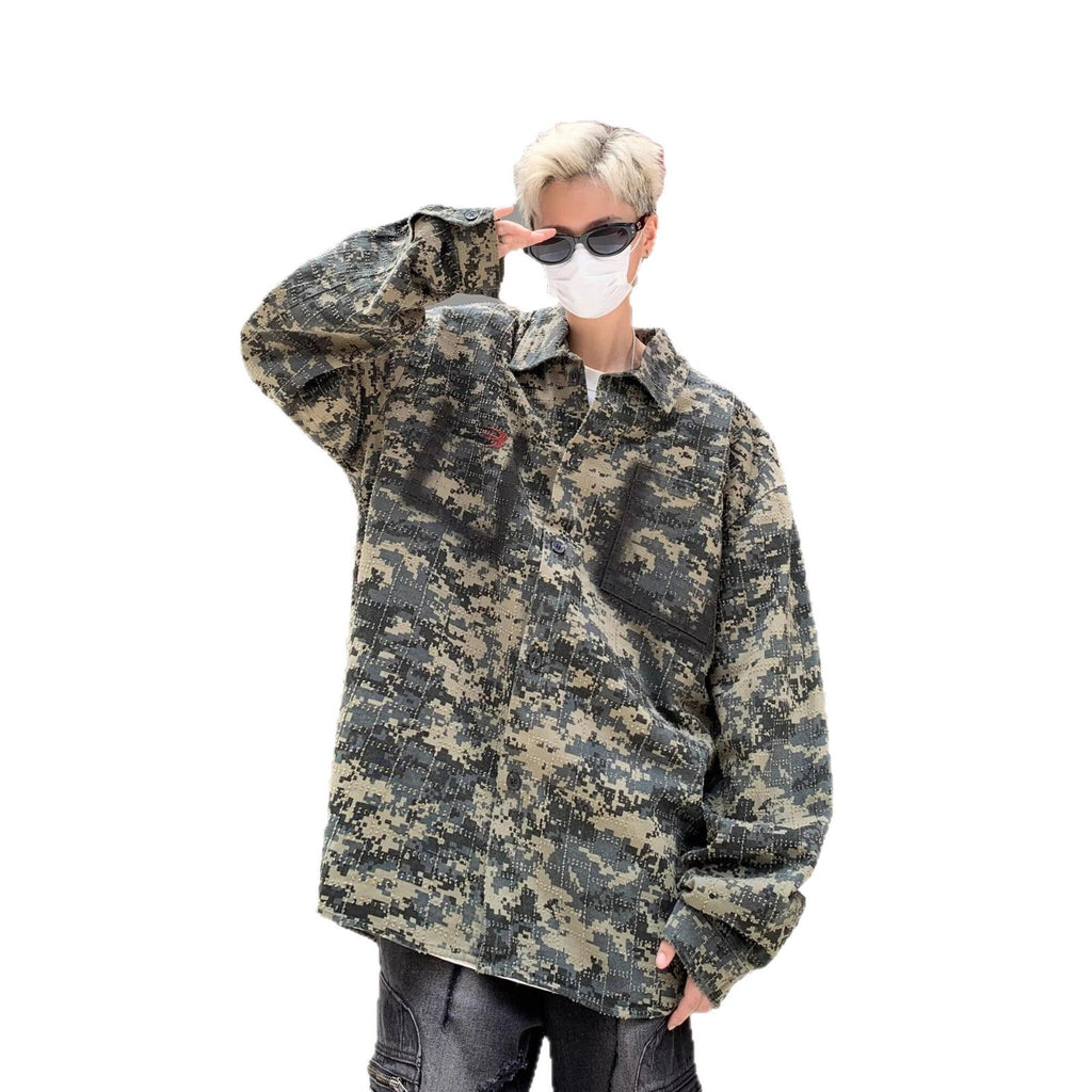 American-style Vintage Camouflage Shirt For Men Spring Season TRENDFLOW