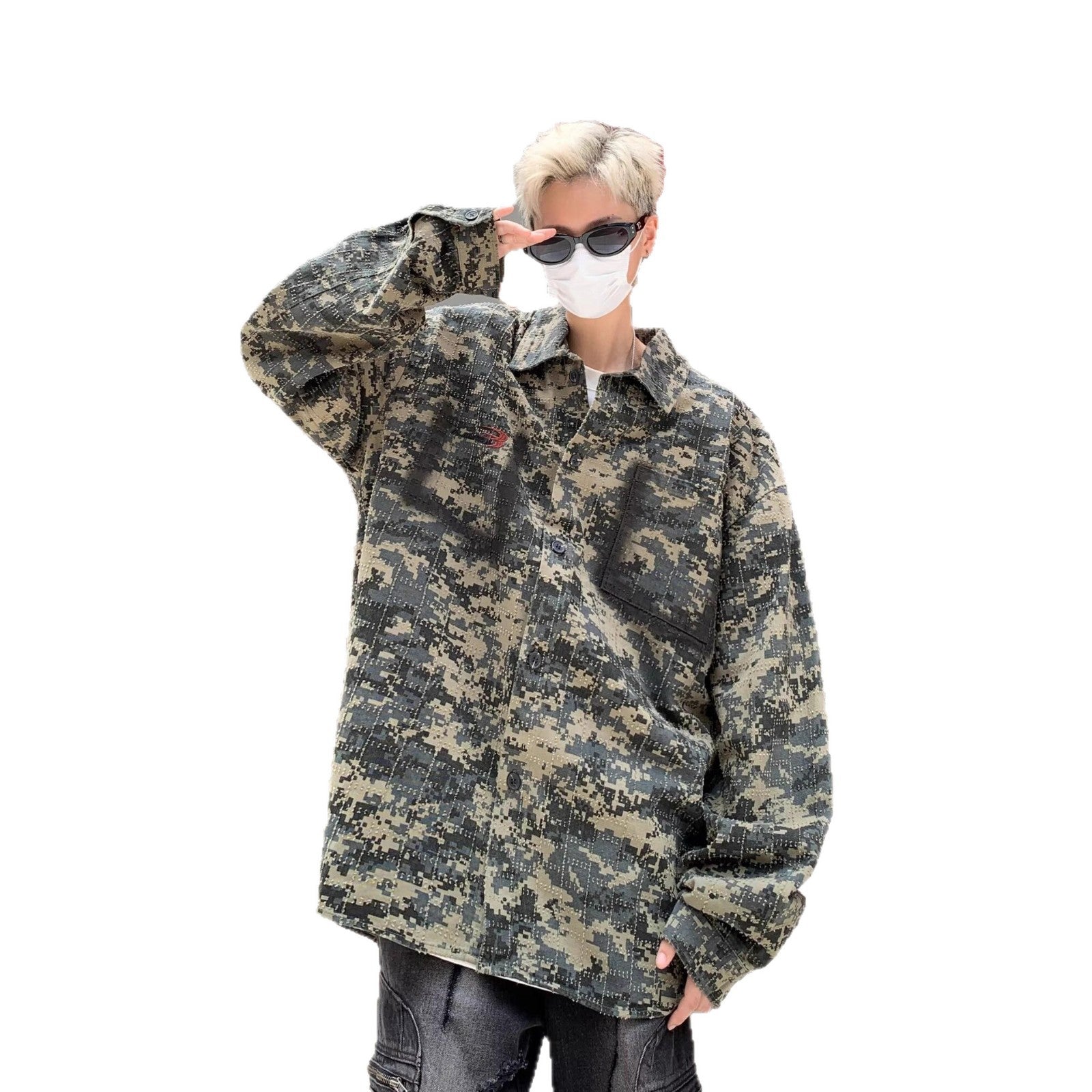 American-style Vintage Camouflage Shirt For Men Spring Season