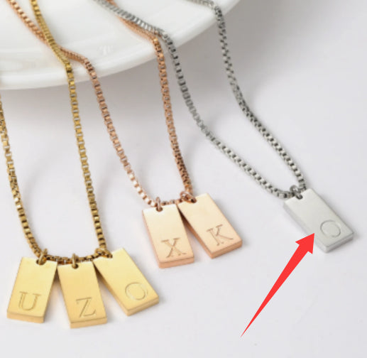 Willow Tag Initial Necklace 18K Gold Plated Custom
