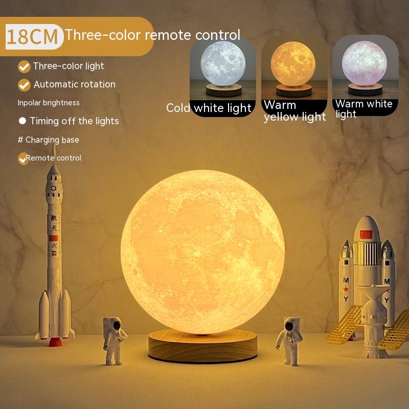 Lampada lunare levitante magnetica galleggiante 3D creativa con controllo touch, luce lunare a 3 colori, luce notturna lunare per l'arredamento della casa, dell'ufficio e della stanza