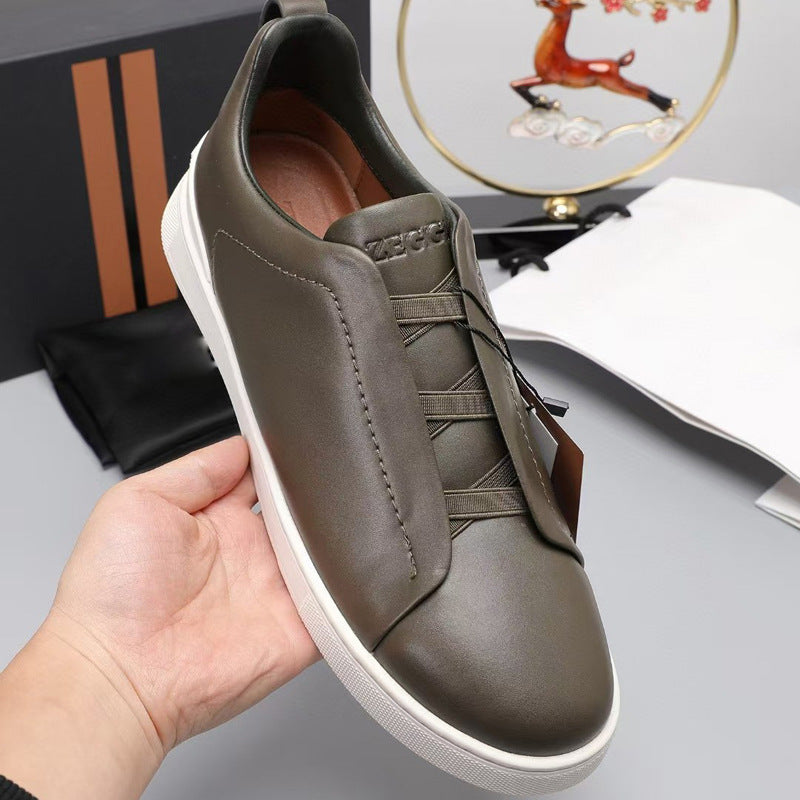 Men's Genuine Leather Cross-Strap Casual Shoes