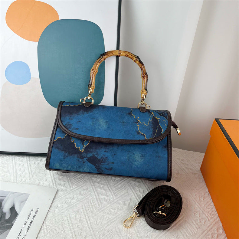 Vintage Chinese-style Handbag With Atmospheric Retro Patterns Made From Xiangyun Silk