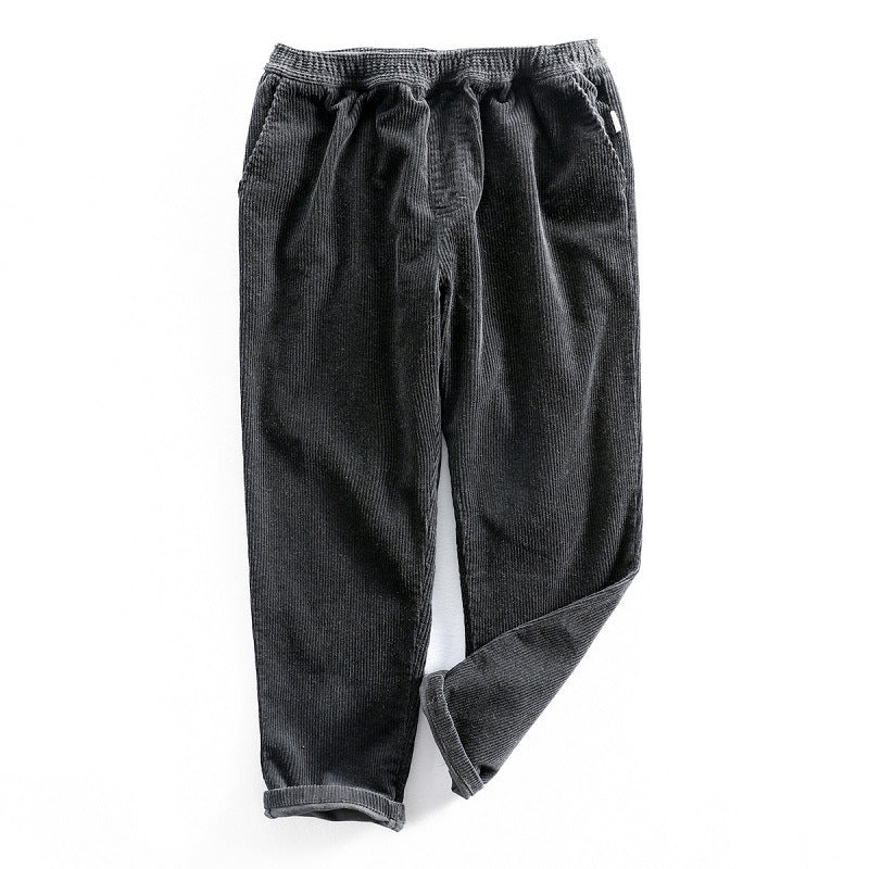Men's Winter Corduroy Solid-Color Thermal Padded Casual Trousers With Elastic Waist TRENDFLOW