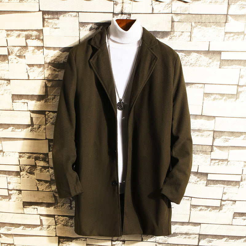 Wool Coat, Mid-length Men's Outerwear