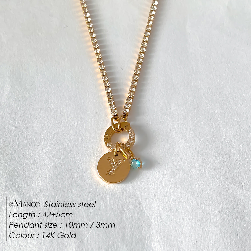 Titanium Steel 26 Letter Necklace That Can Be Washed With Water Without Fading