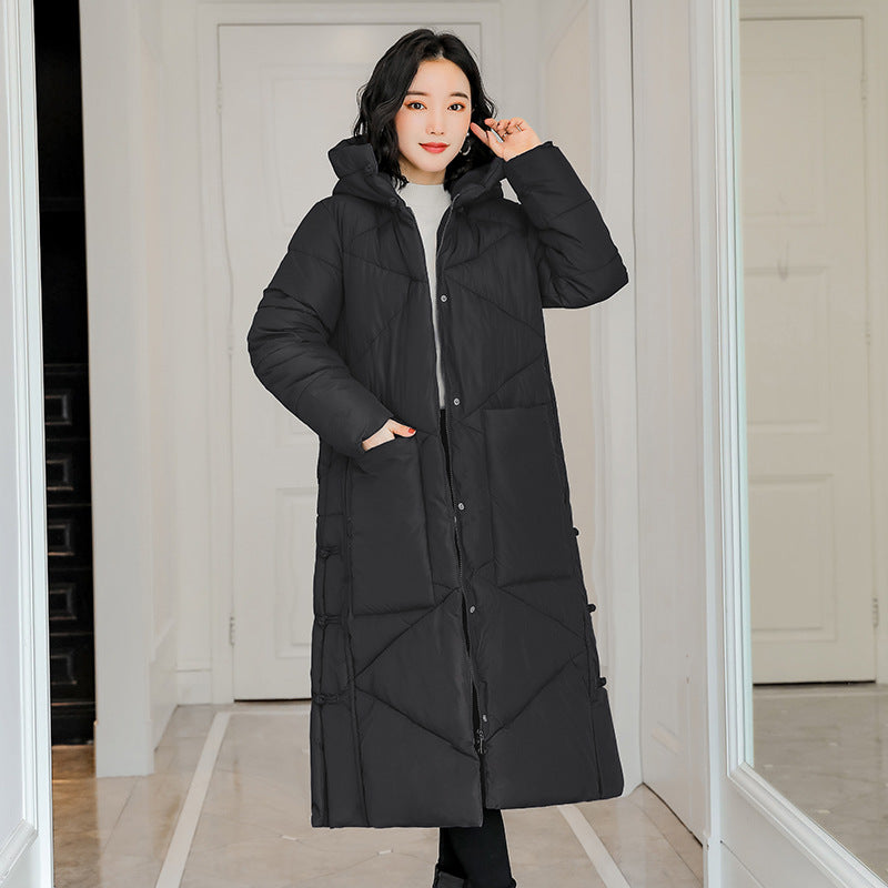 Knee-length Large Fur Collar Double-faced Slim Coat