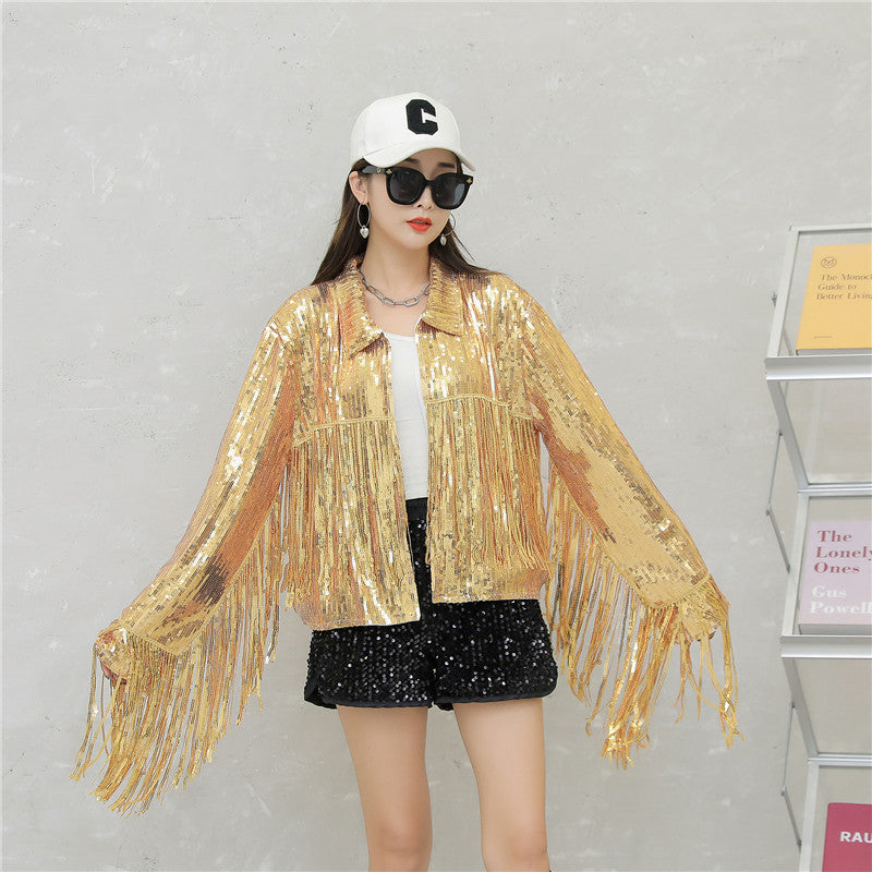 Women's Tassel Sequin Jacket Autumn Winter Streewear Rock