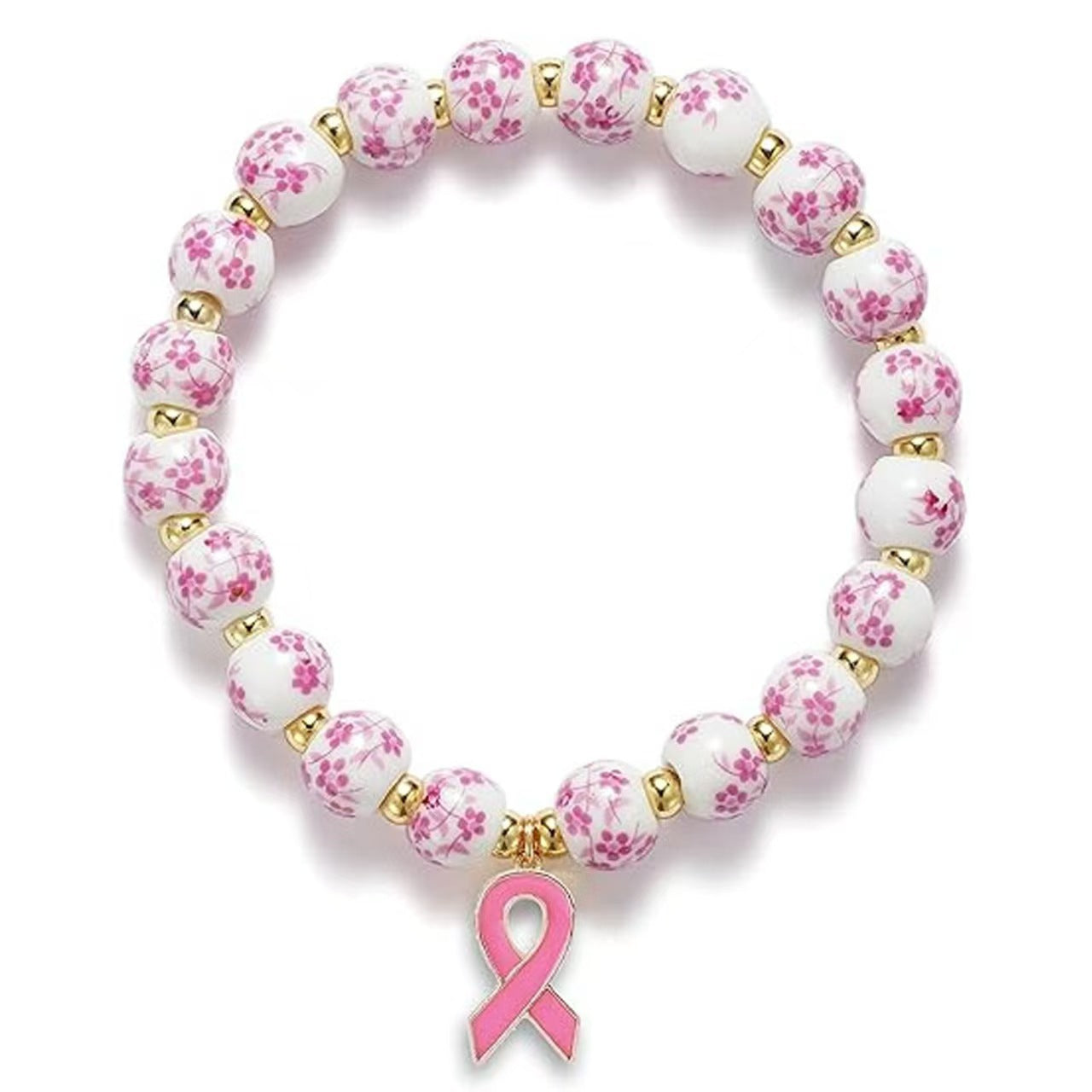 Womens Porcelain Floral Blue-and-White Ceramic Bracelet