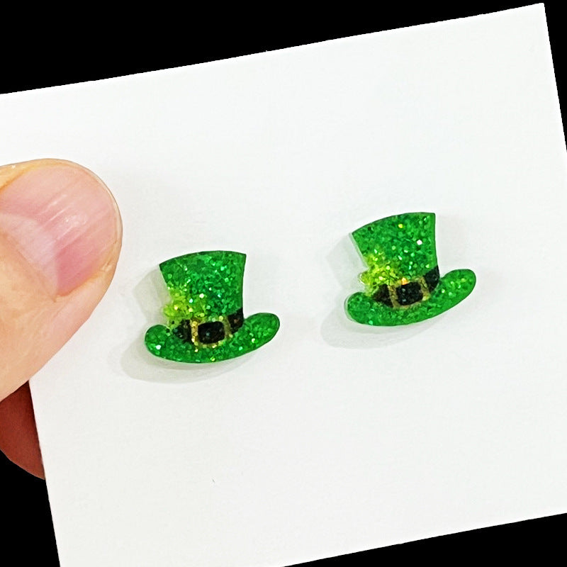 Lucky Happy Clover Rainbow Piggy Bank Earrings