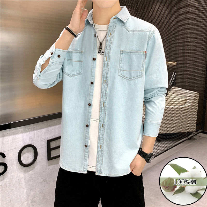 Qisha Men's Denim Shirt Fashion