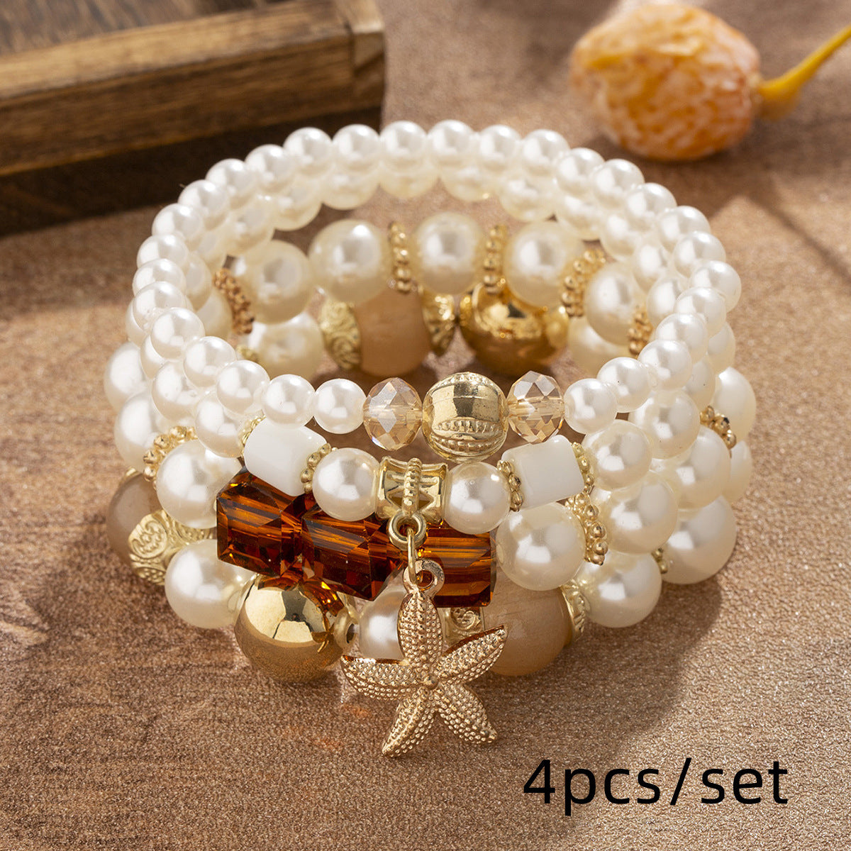 Shi Jewelry Starfish Pearl Multi Layer Bead Bracelet Beads