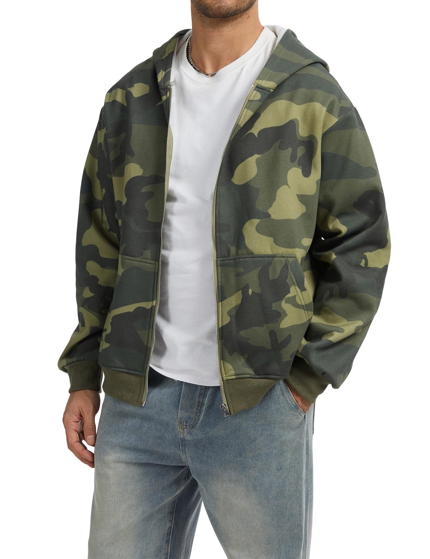Men's Camouflage Zip-Up Hoodie Coat