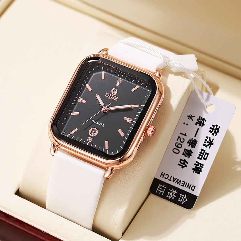 New Large Dial Square Silicone Unisex Couple Watch