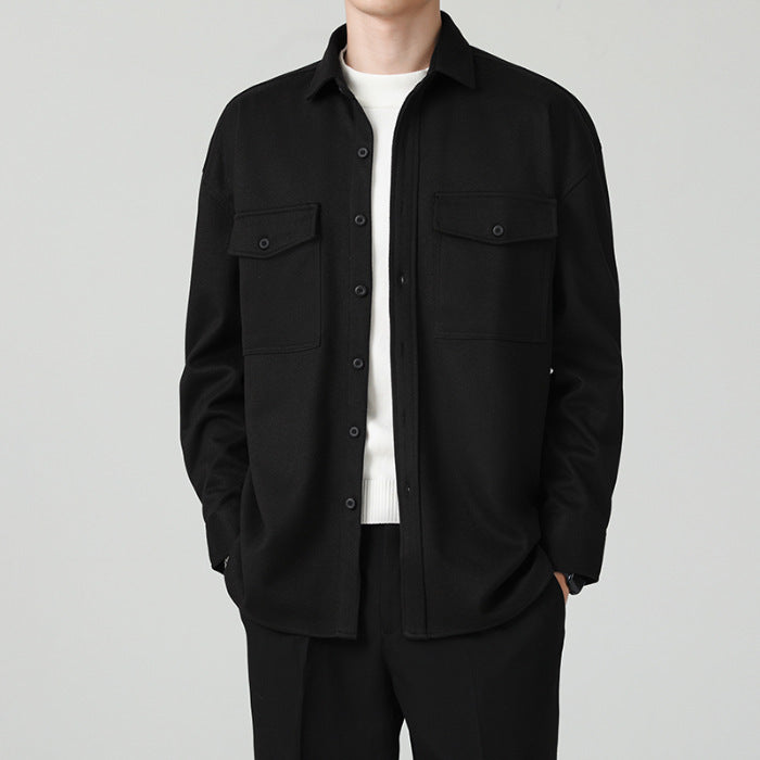 New Thickened Men's Workwear Long-sleeved Loose Wool Casual Jacket