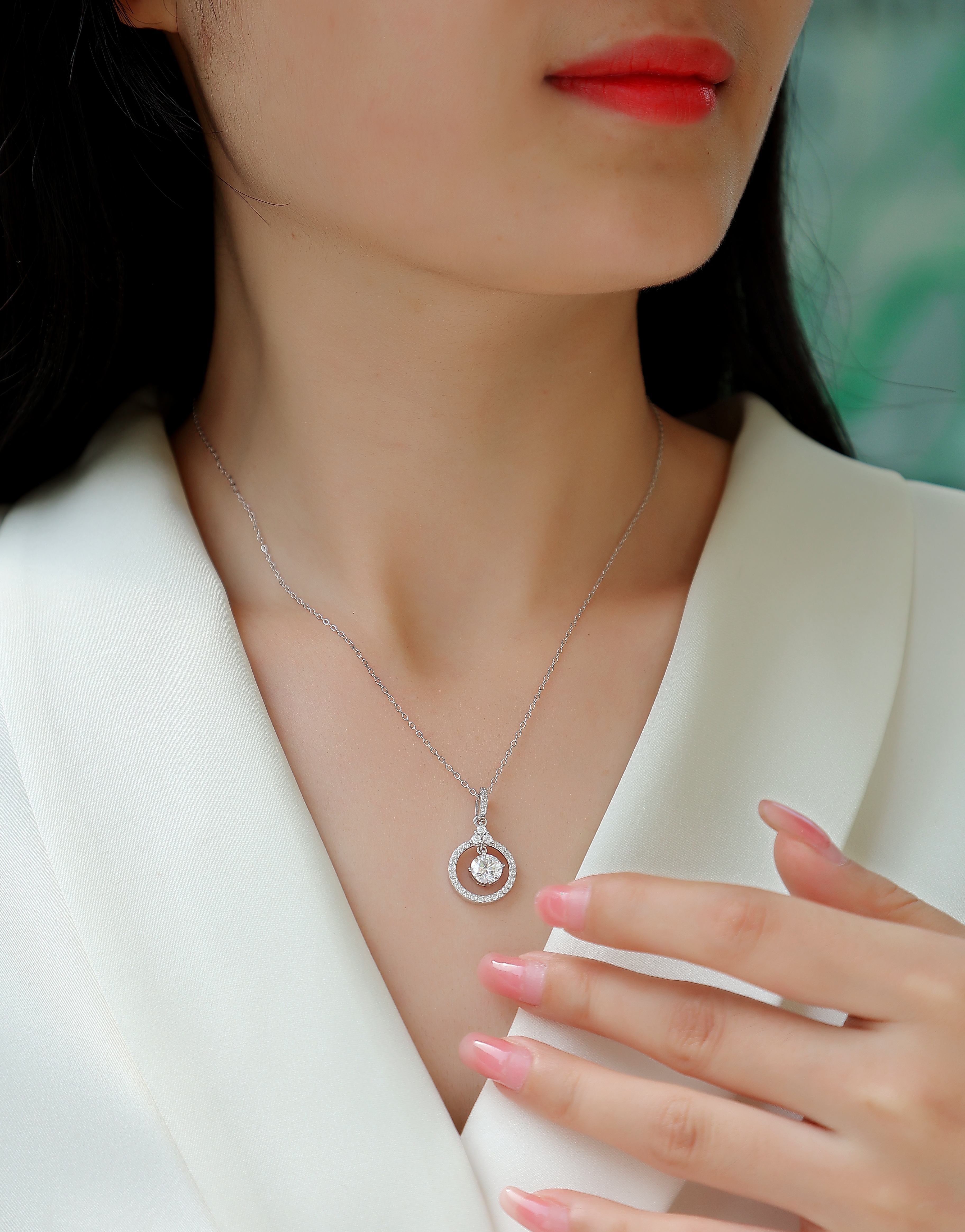 Love Ring - A Fashionable And Light Luxury Jewelry Pendant Necklace Set With Top-quality Moissanite, S925 Silver Plated Platinum