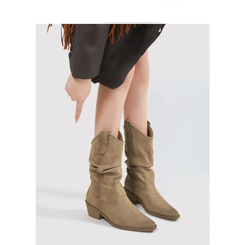 Women's Vintage Chunky Heeled Ankle Boots
