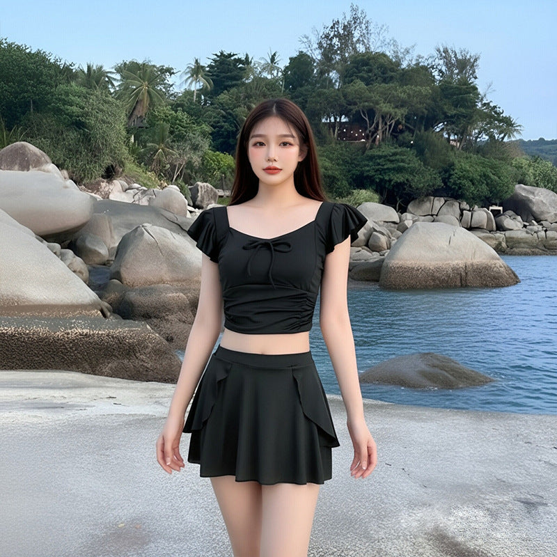 Womens Two-Piece Spa Resort Swimsuit Set With Separable Skirt