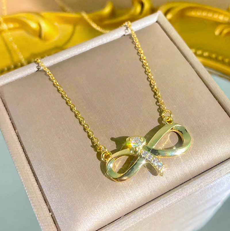 Womens Bow-Tie Titanium Steel Necklace