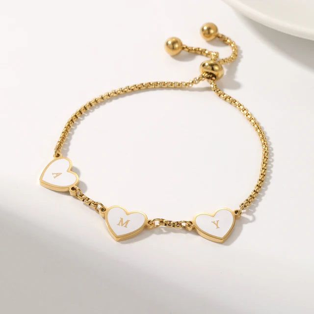 Personalised Colorful Heart Name Bracelet For Women