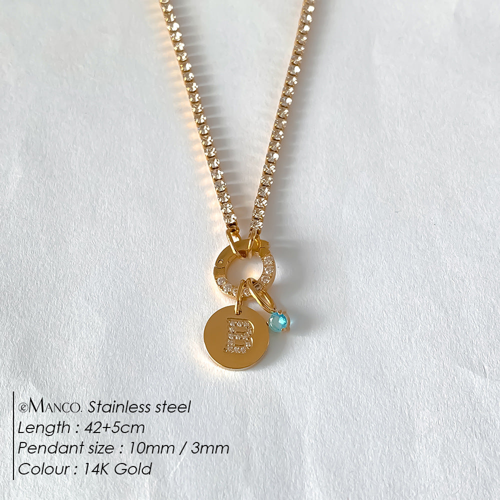 Titanium Steel 26 Letter Necklace That Can Be Washed With Water Without Fading