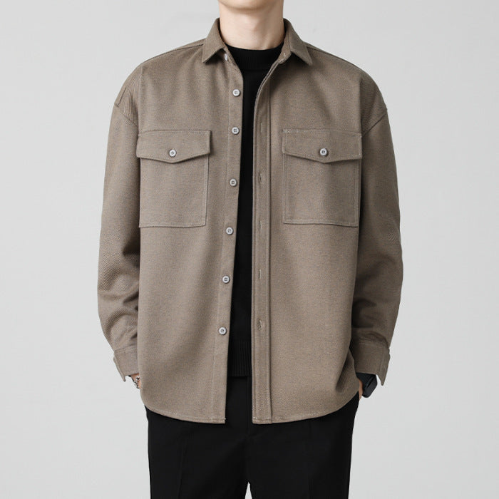 New Thickened Men's Workwear Long-sleeved Loose Wool Casual Jacket