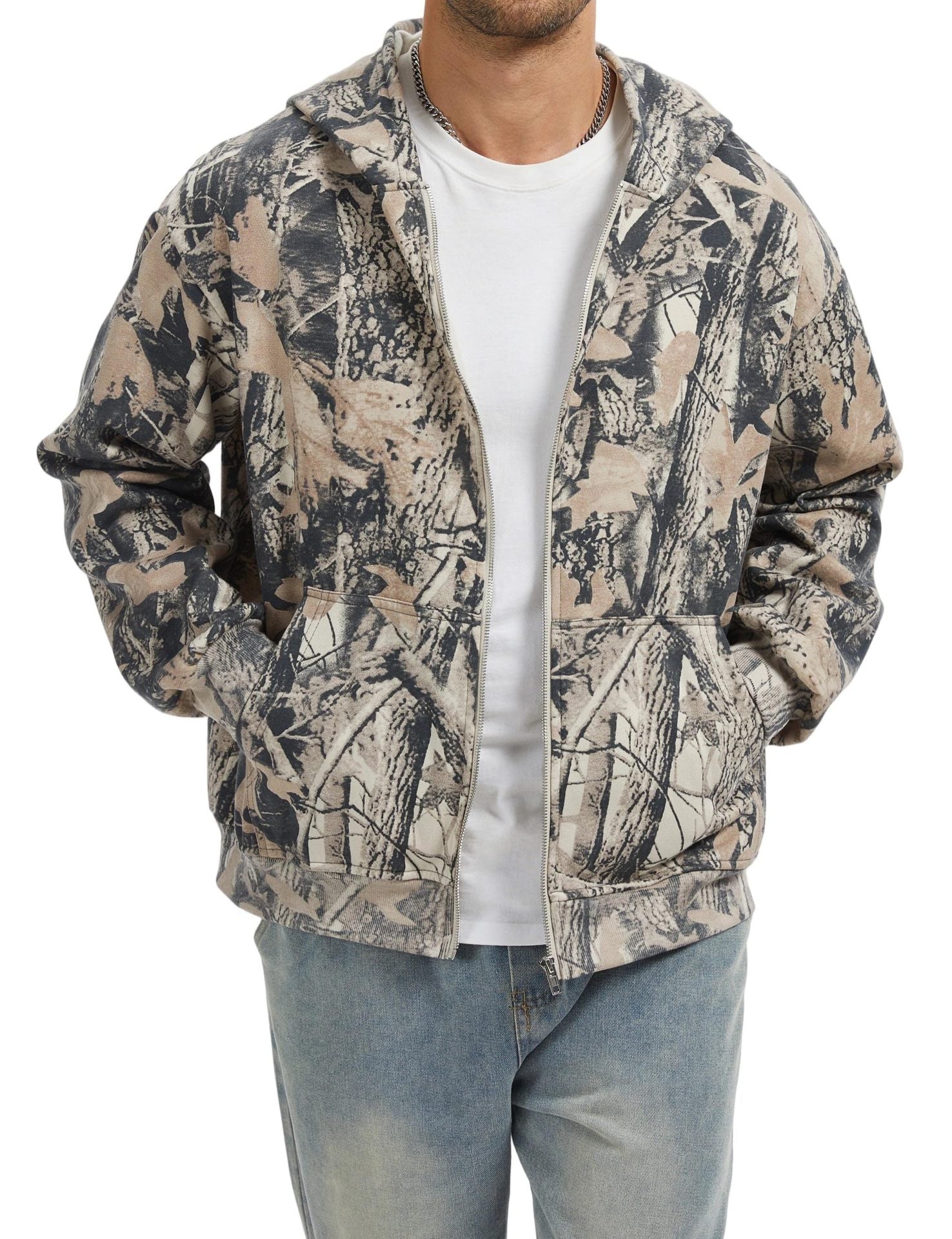 Men's Camouflage Zip-Up Hoodie Coat