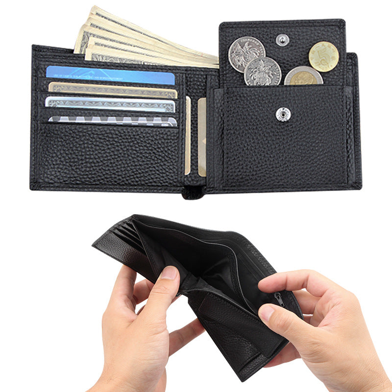 Men's Anti-Scanning RFID High-Capacity Credit Card Holder Made From First-Layer Cowhide Leather