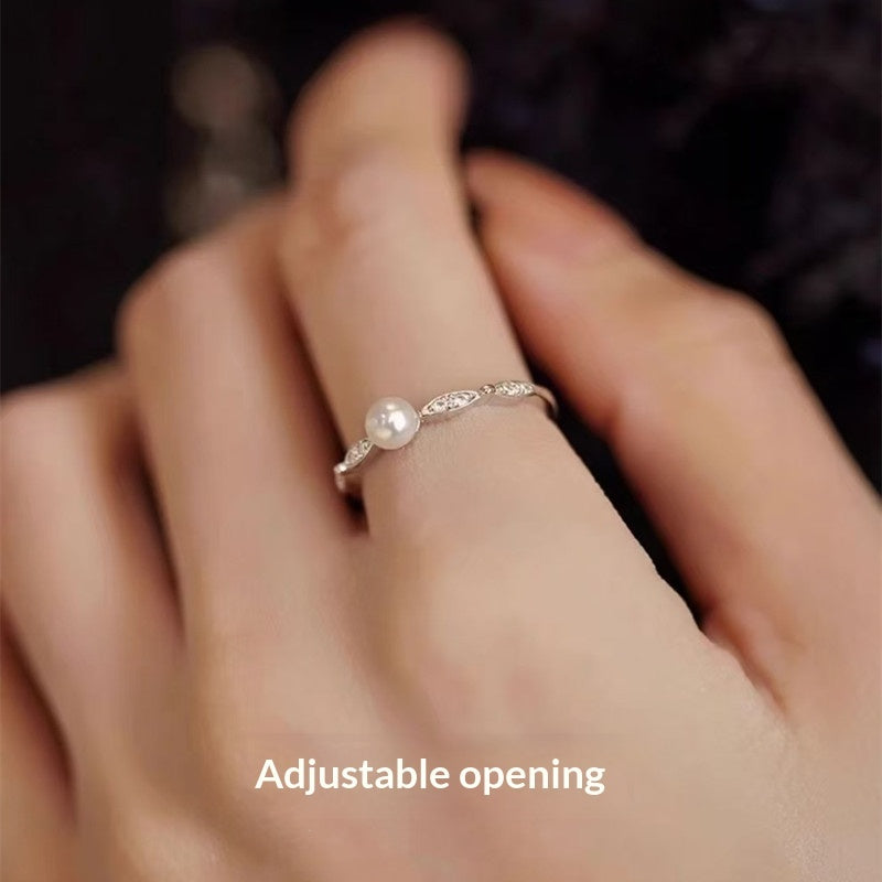 S925 Sterling Silver Versatile And Elegant Ring With Small Beads And Adjustable Opening