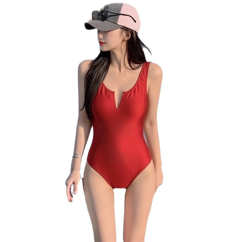 Womens One-Piece V-Neck Bikini Swimsuit