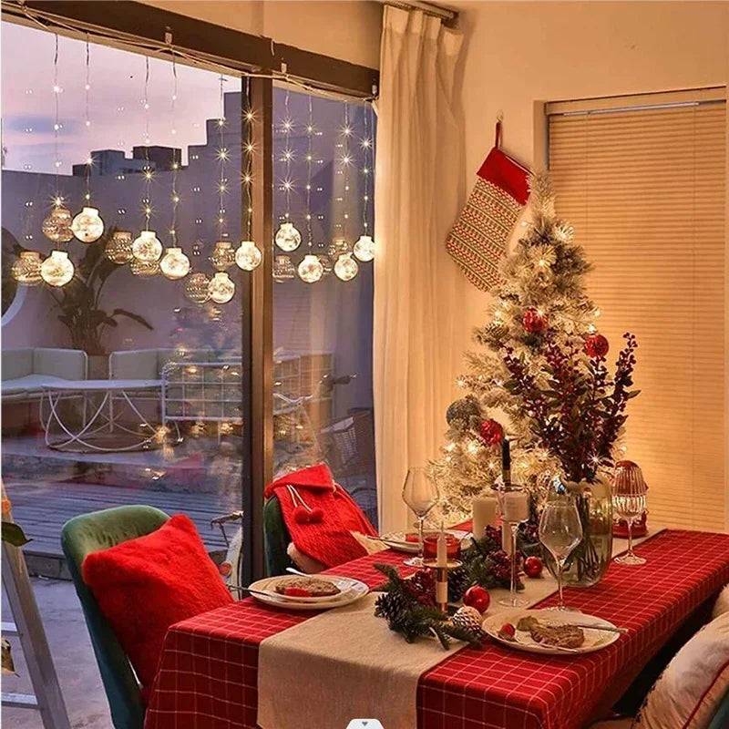 10PCS LED Christmas Curtain Lamp Fairy Snowman Wishing Ball Lamp String Christmas Window Decoration Christmas Light Room TRENDFLOW