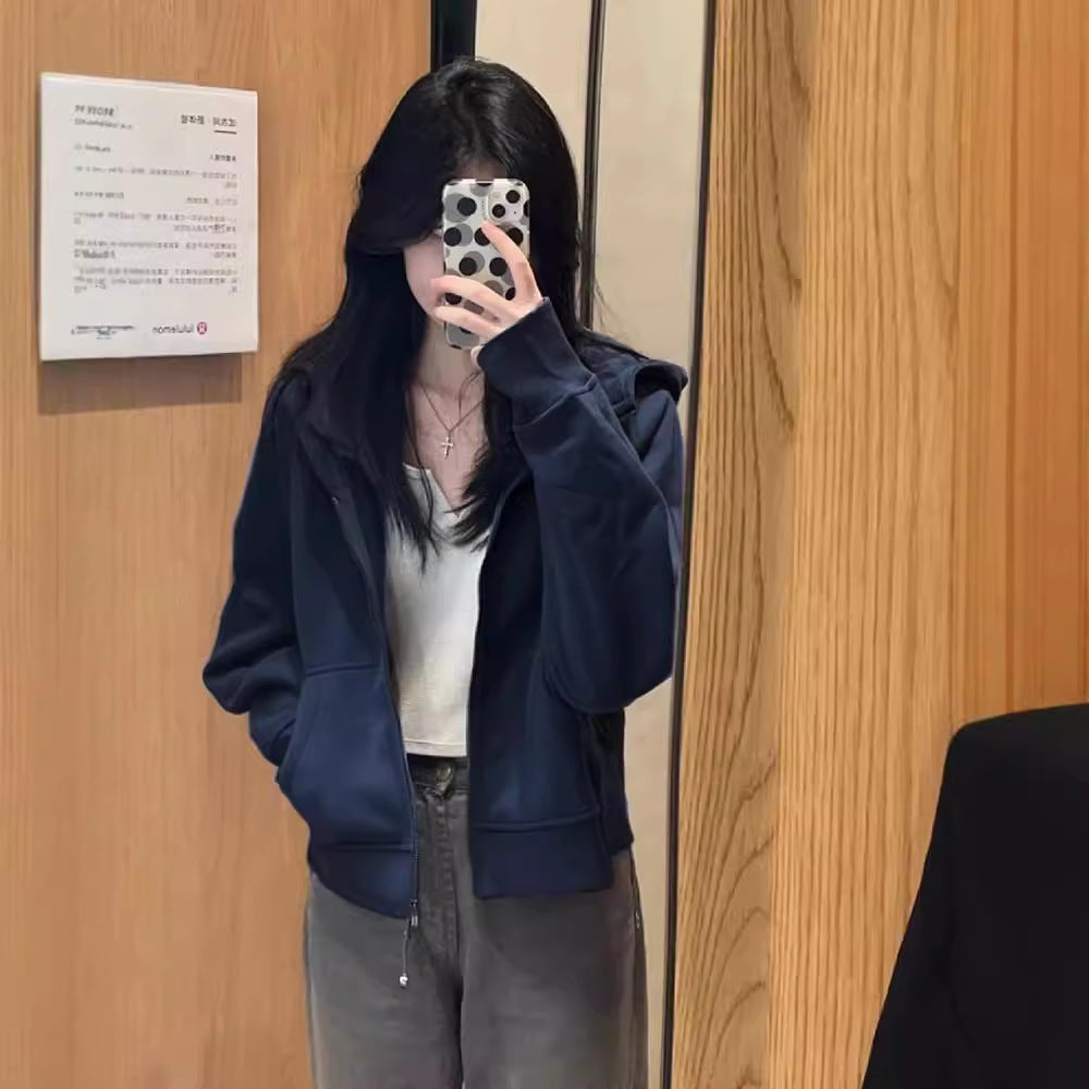 SpringAutumn Jimo Hooded Zip-Up Cardigan Top