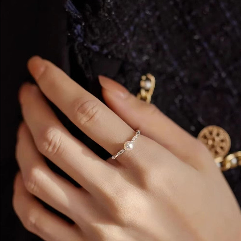 S925 Sterling Silver Versatile And Elegant Ring With Small Beads And Adjustable Opening