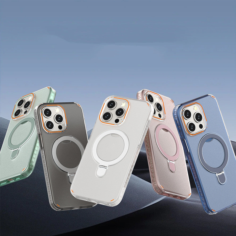 New Colorful Magnetic Bracket Phone Case With Holder Stand Cover For Magesafe Magnetic Transparent Wireless Charge Case For Phone TRENDFLOW