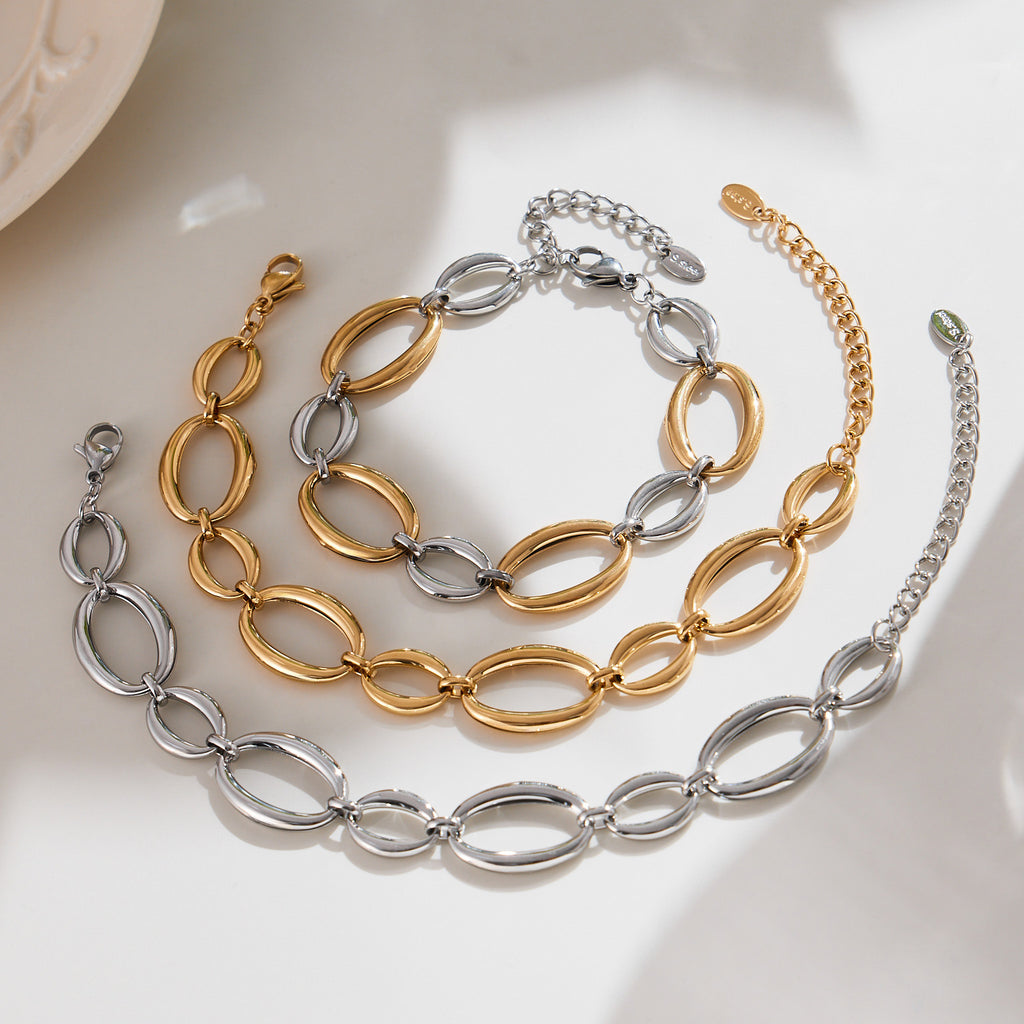 European And American-style Stainless Steel Oval-link Necklace