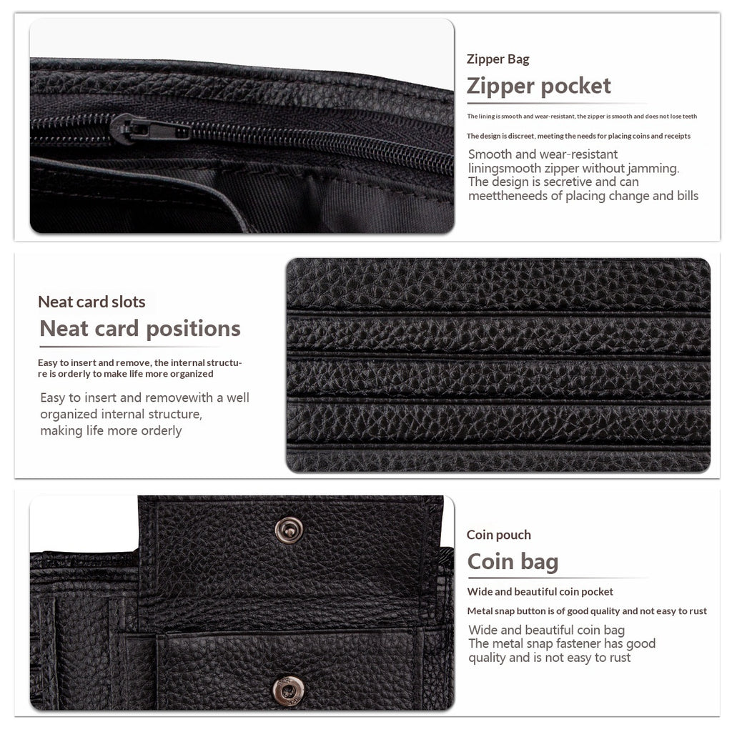 Men's Anti-Scanning RFID High-Capacity Credit Card Holder Made From First-Layer Cowhide Leather
