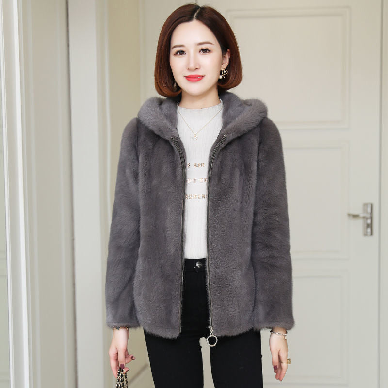 Winter New Small Thick Hooded Fur Coat Jacket