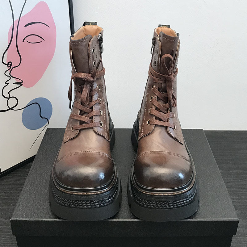 Women's Chunky-heeled Ankle Boots With Side Zippers