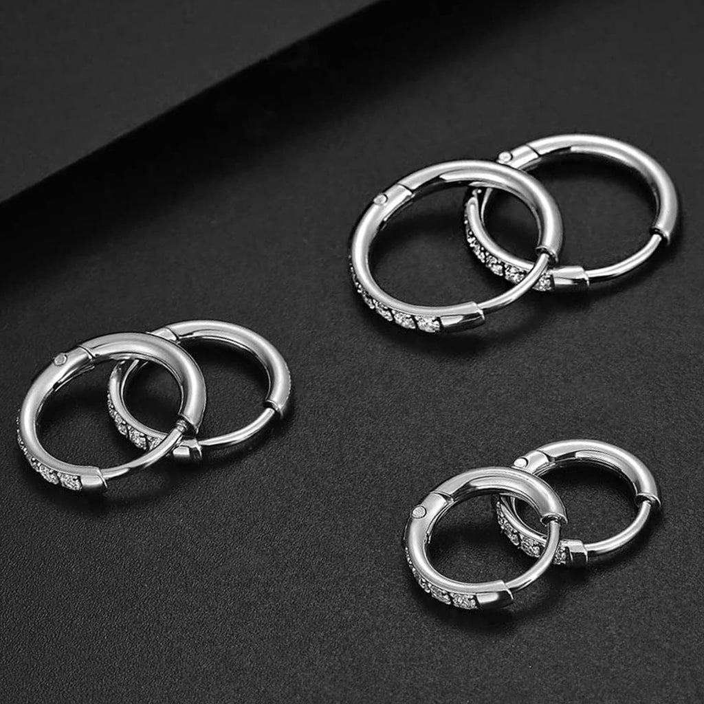 Golden All-Match Hoop Earrings With Micro-Set Titanium Steel Zircon