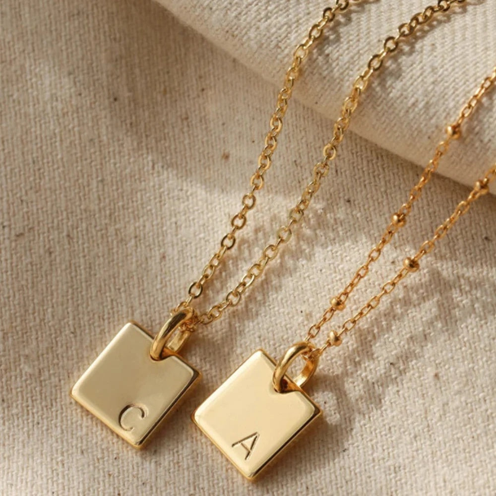 Mens Stainless Steel Gold-Plated Letter Initial Necklace For Women