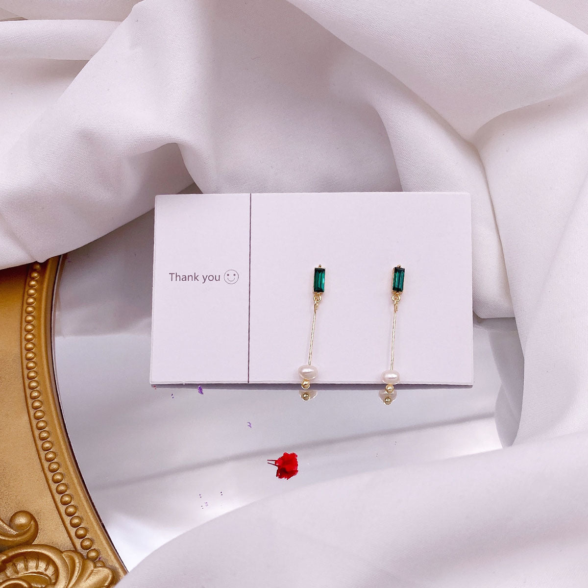 Freshwater Pearl Earrings For Women Unique Design With Green Zircon