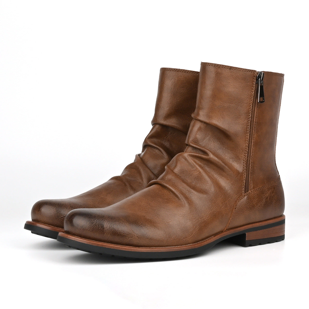 Men's Casual Versatile Solid-color Side-zip Boots