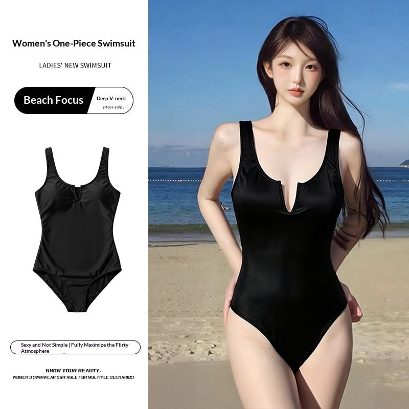 Womens One-Piece V-Neck Bikini Swimsuit