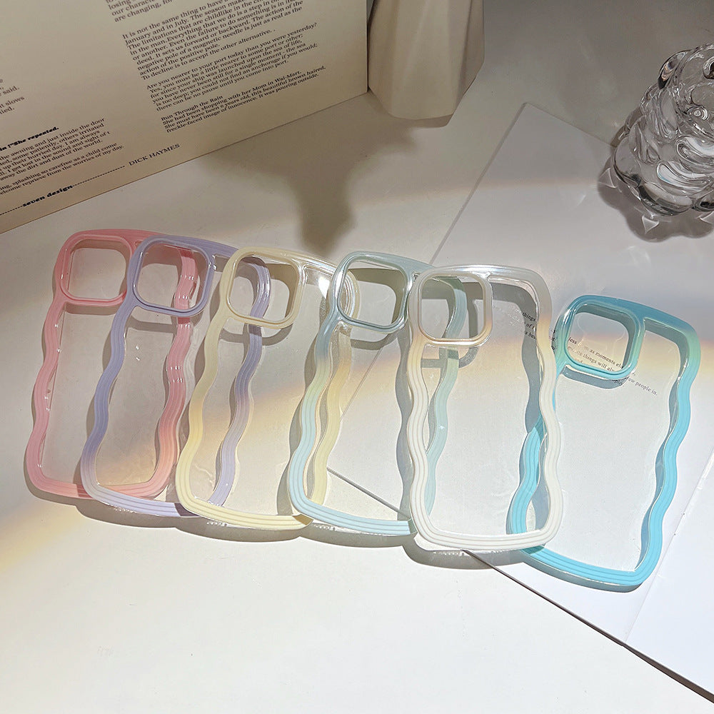 Wave Border Mobile Phone Case Solid Color Simple Candy Color TRENDFLOW