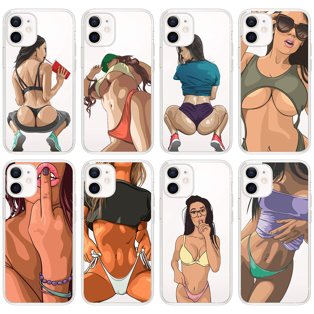 Custodia per telefono cellulare con stampa personalizzata e motivo di bellezza sexy