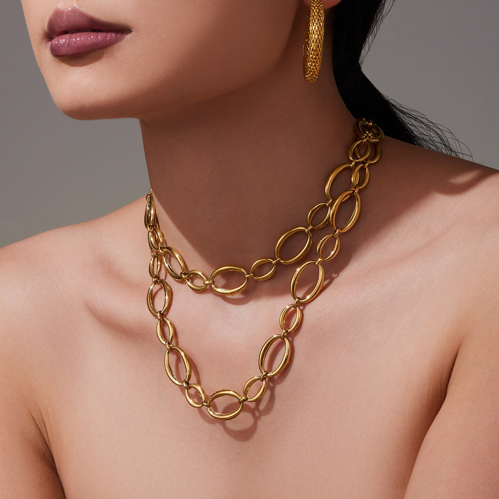 European And American-style Stainless Steel Oval-link Necklace